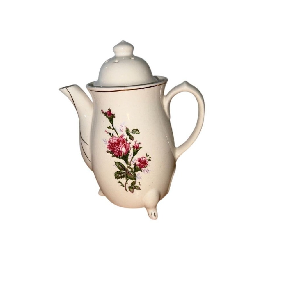 Noritake Vintage Electric Porcelain Teapot Floral Rose Design Japan no plug‎